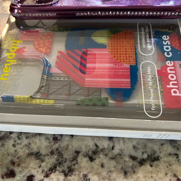 iPhone 14 Pro Max cases (2) one multicolored and one purple glitter - Picture 2 of 4